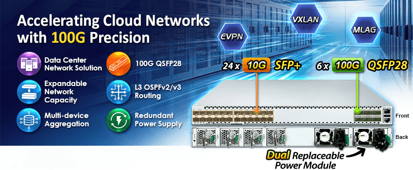 PLANET DCS-7342-24X6C – Switch Data Center Layer 3 24 cổng 10G SFP+ + 6 cổng 100G QSFP28