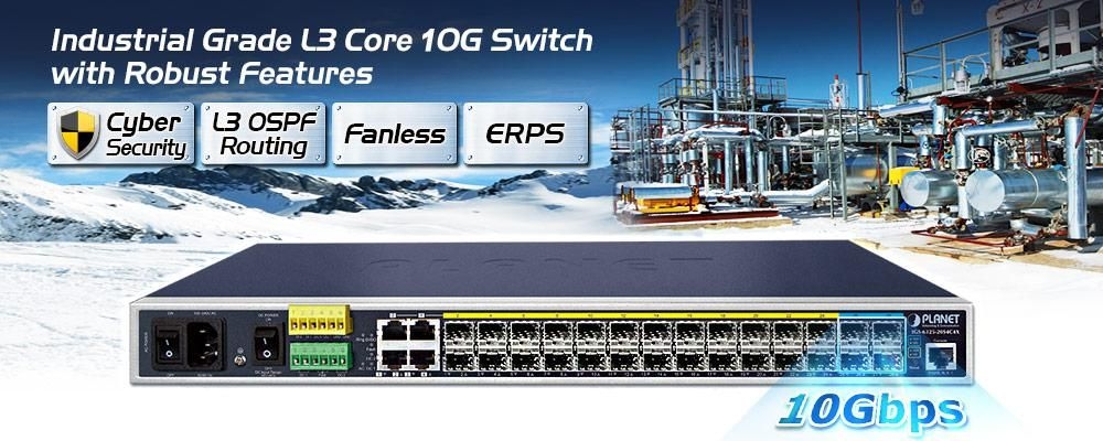 PLANET IGS-6325-20S4C4X – Switch công nghiệp L3 quản lý, 14 cổng SFP 100/1G (4 TP dùng chung) + 10 cổng SFP 1G/2.5G + 4 cổng SFP+ 10G